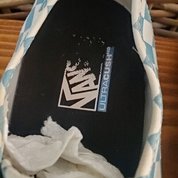 Vans Blue & White Checkerboard Canvas Lace-Up Sneakers Skateboard Mens Size 9.5 - Picture 8 of 15